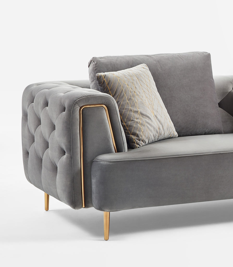Rubeza Sofia Big Left Hand Facing Corner Sofa - Medium Grey