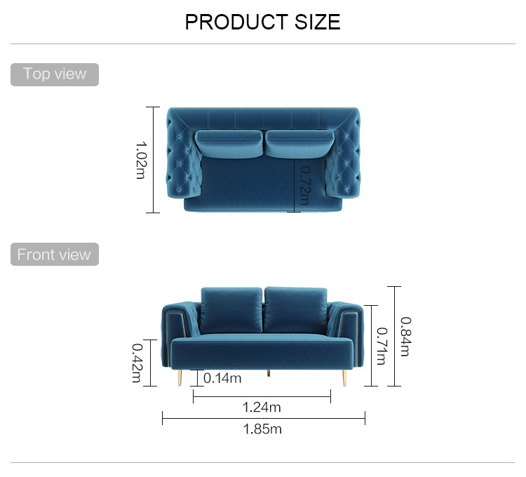 Rubeza Sofia 2 Seater Sofa - Dark Blue