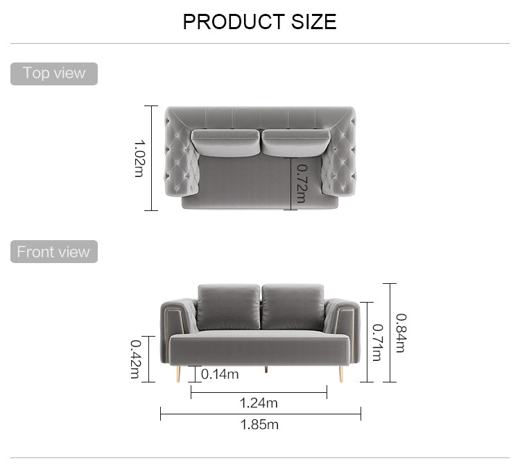 Rubeza Sofia 2 Seater Sofa - Medium Grey