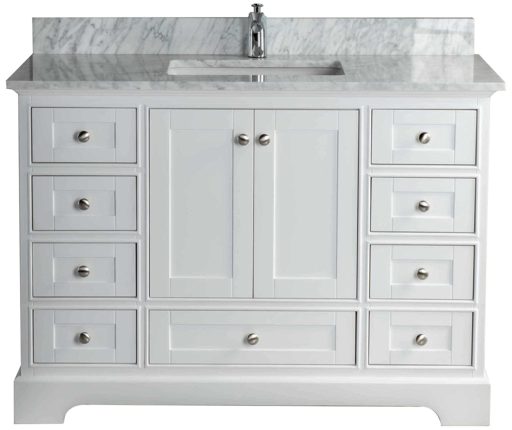 Rubeza 1200mm Charleston Vanity Unit with Carrara Marble Top - White & Chrome