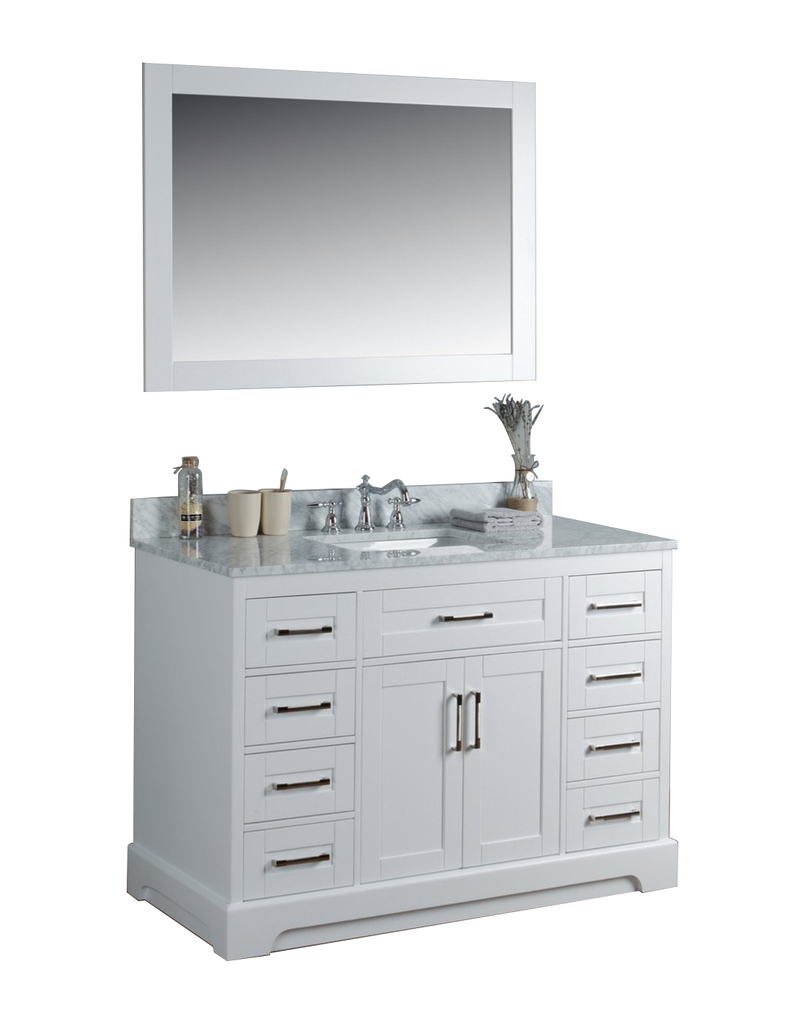 Rubeza 1200mm Riley Vanity Unit with Carrara Marble Top - White & Chrome