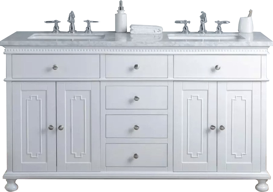 Rubeza 1500mm Didim Vanity Unit with Carrara Marble Top - White & Chrome