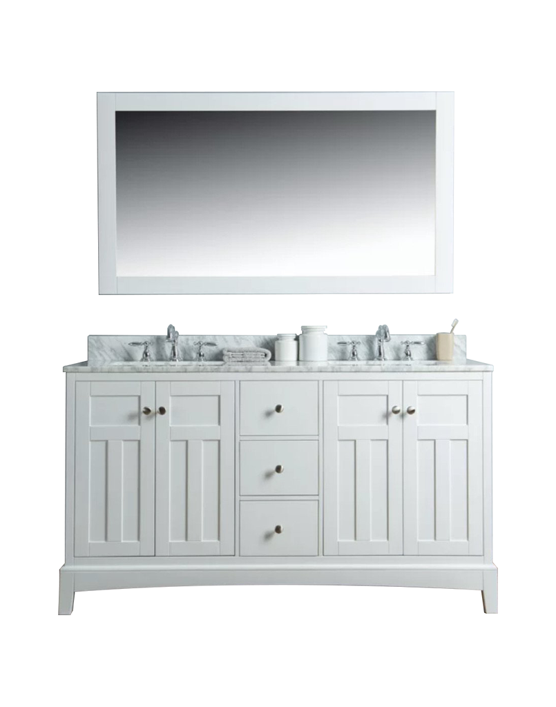 Rubeza 1500mm Pergamum Vanity Unit with Carrara Marble Top - White & Chrome