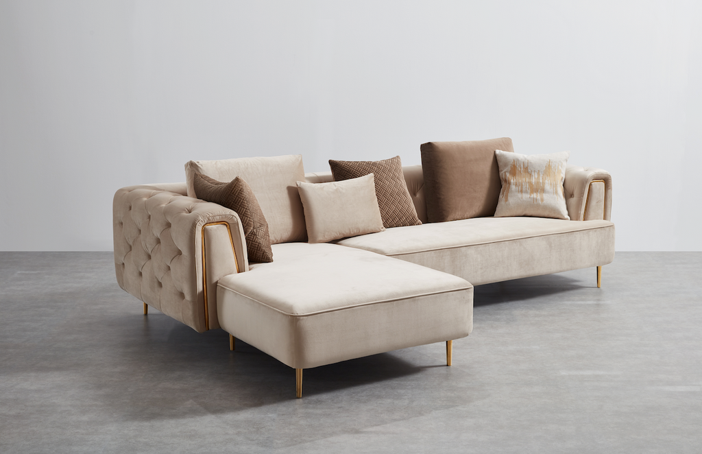 Rubeza Sofia Left Hand Facing Corner Sofa - Warm Sand