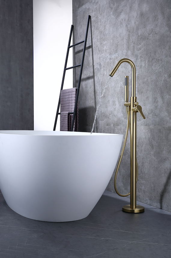 Rubeza Lucia Freestanding Bath Tap - Brushed Gold