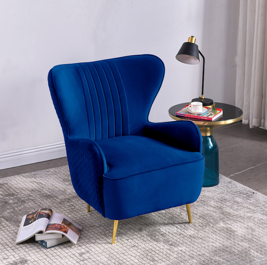 Indigo blue accent chair deals