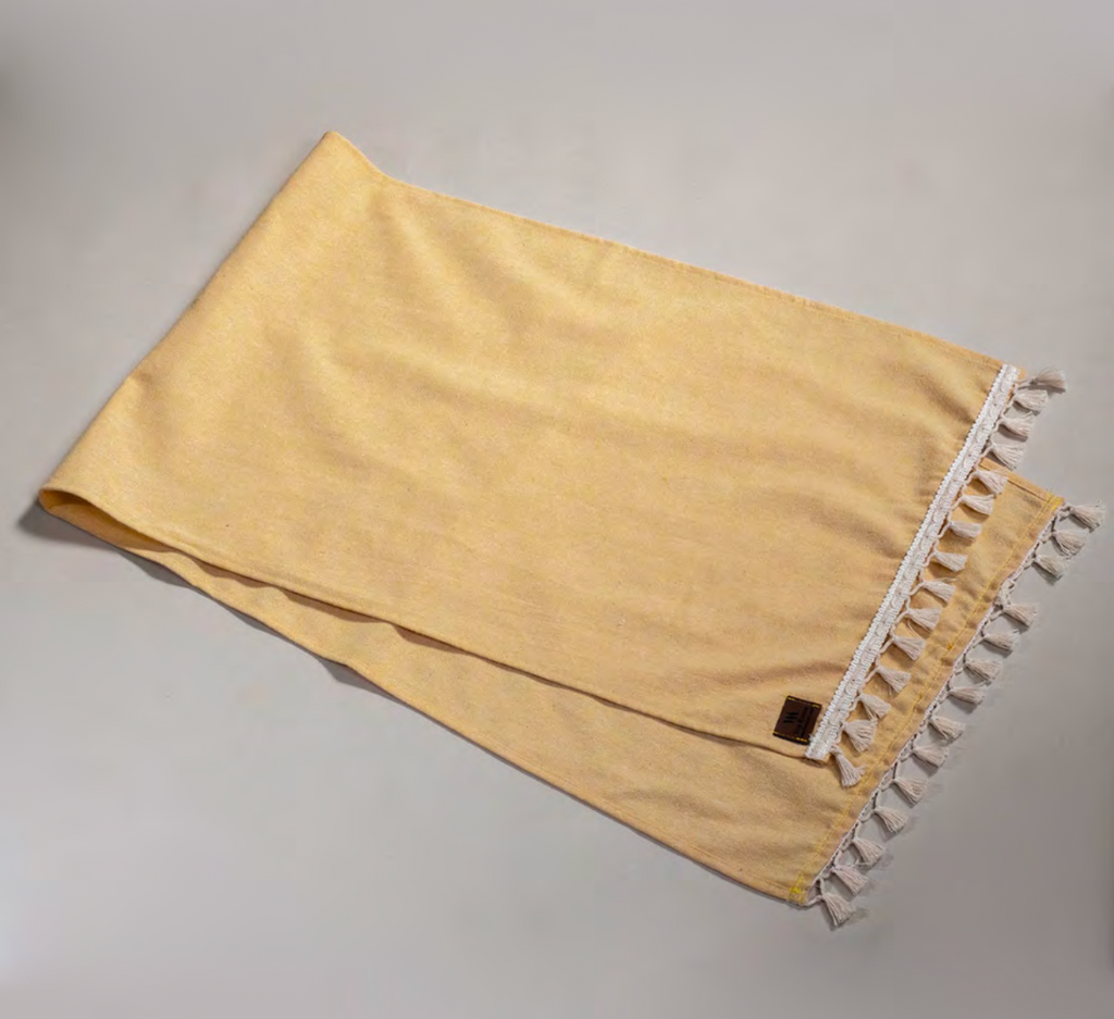 Bobble Cotton Table Runner - Yellow