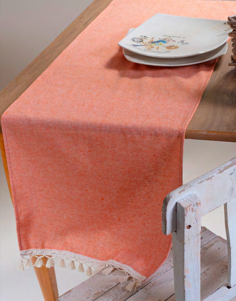 Bobble Cotton Table Runner - Orange