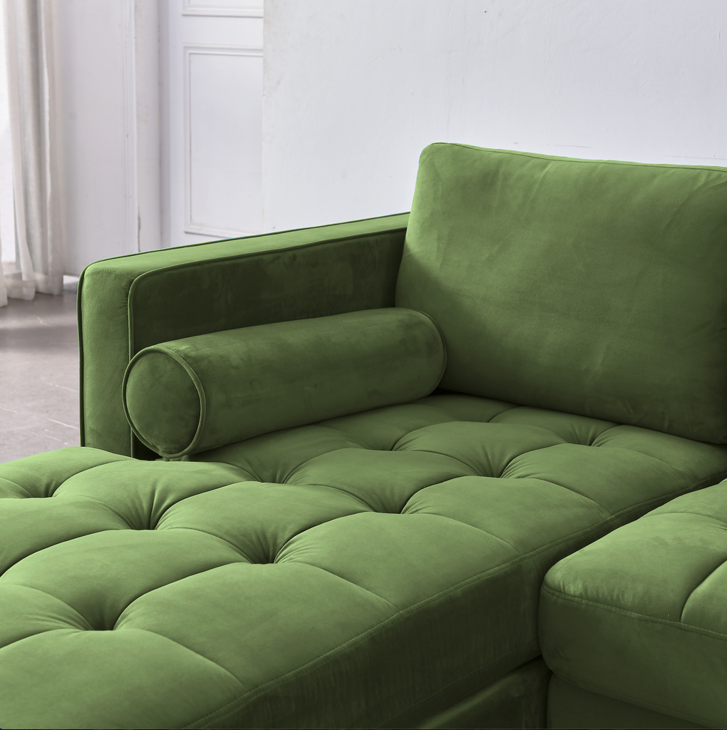 Rubeza Scott 4 Seater Left Hand Facing Chaise End Corner Sofa - Grass Green 2