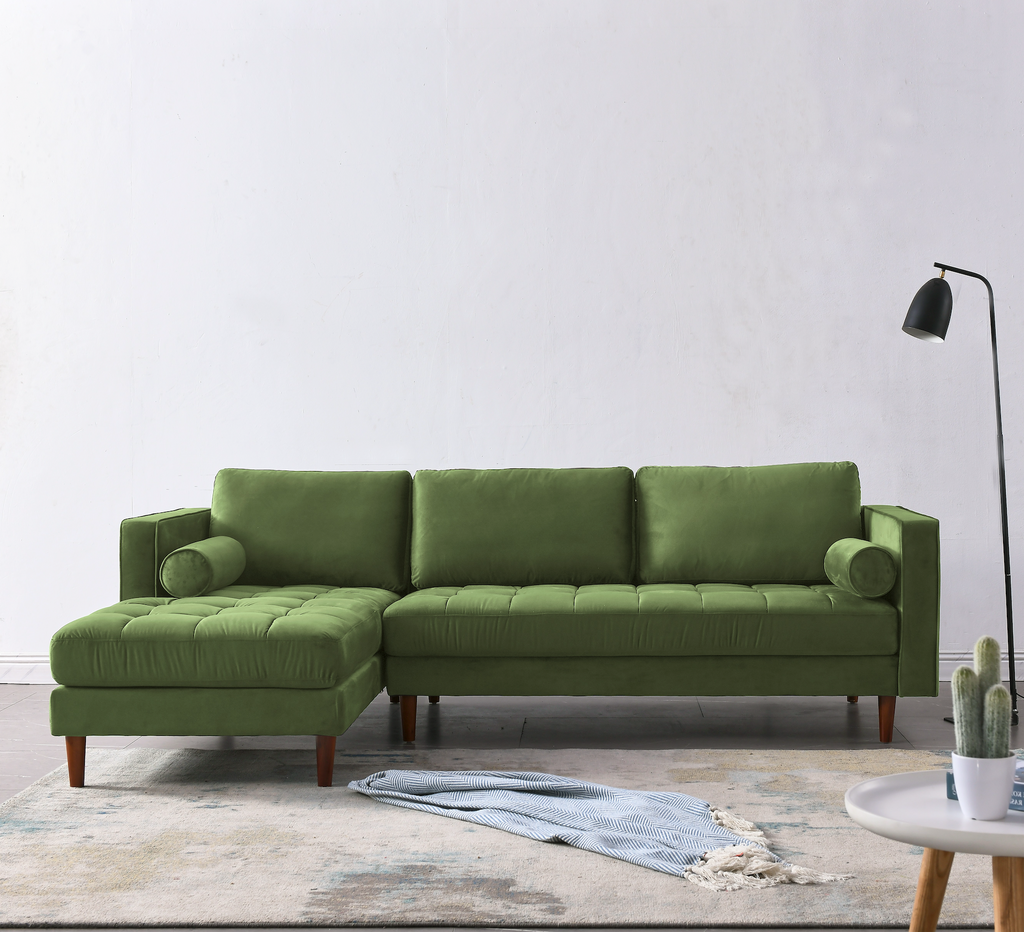 Rubeza Scott 4 Seater Left Hand Facing Chaise End Corner Sofa - Grass Green 2