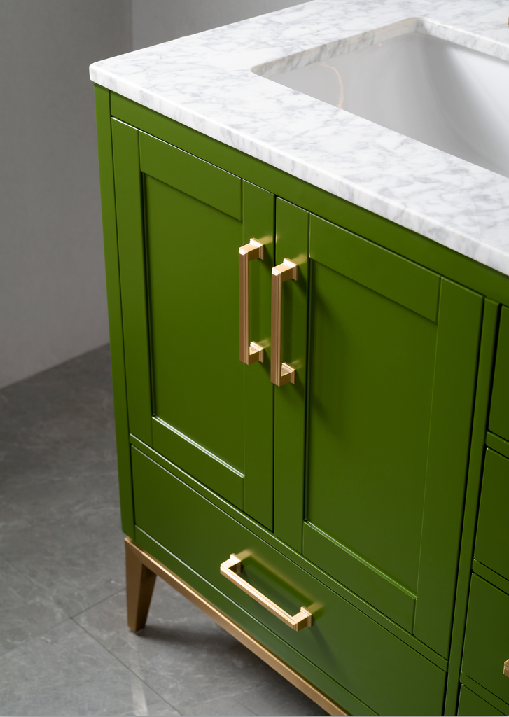 Rubeza 1500mm Anatolia Vanity Unit with Carrara Marble Top - Grass Green & Gold