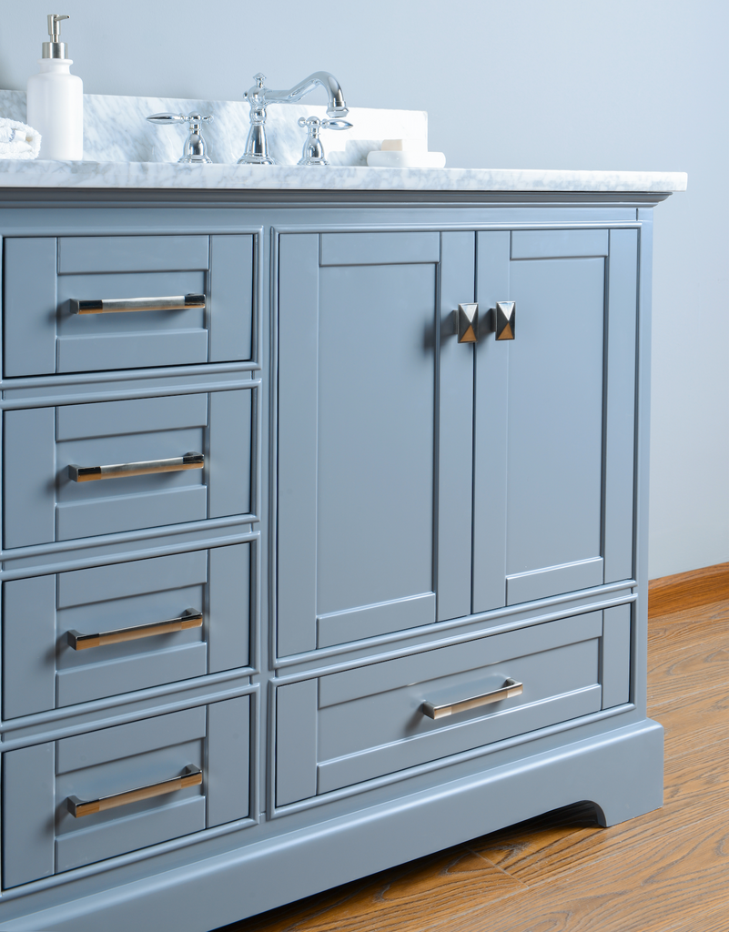 Rubeza 1500mm Charleston Vanity Unit with Carrara Marble Top - Dark Grey & Chrome