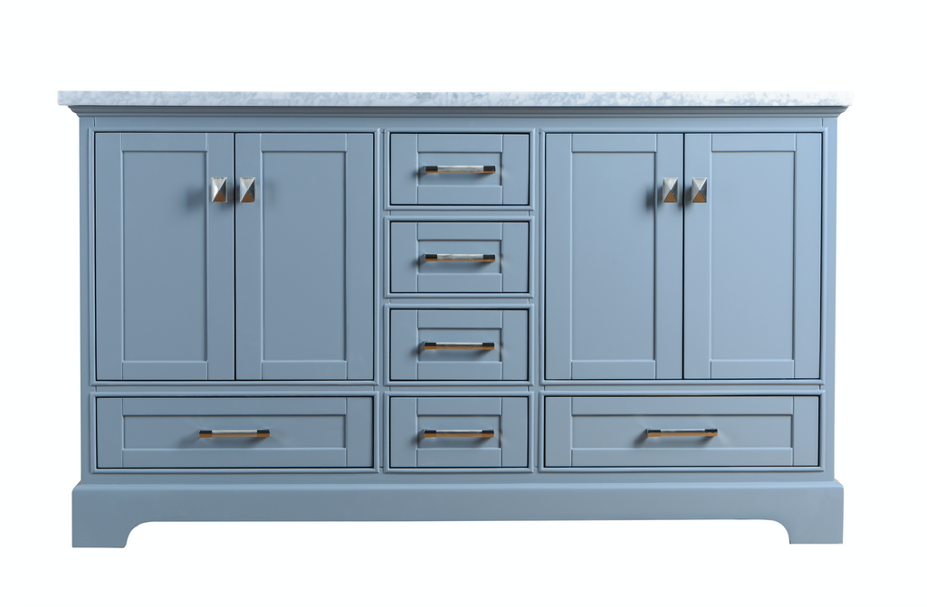 Rubeza 1500mm Charleston Vanity Unit with Carrara Marble Top - Dark Grey & Chrome