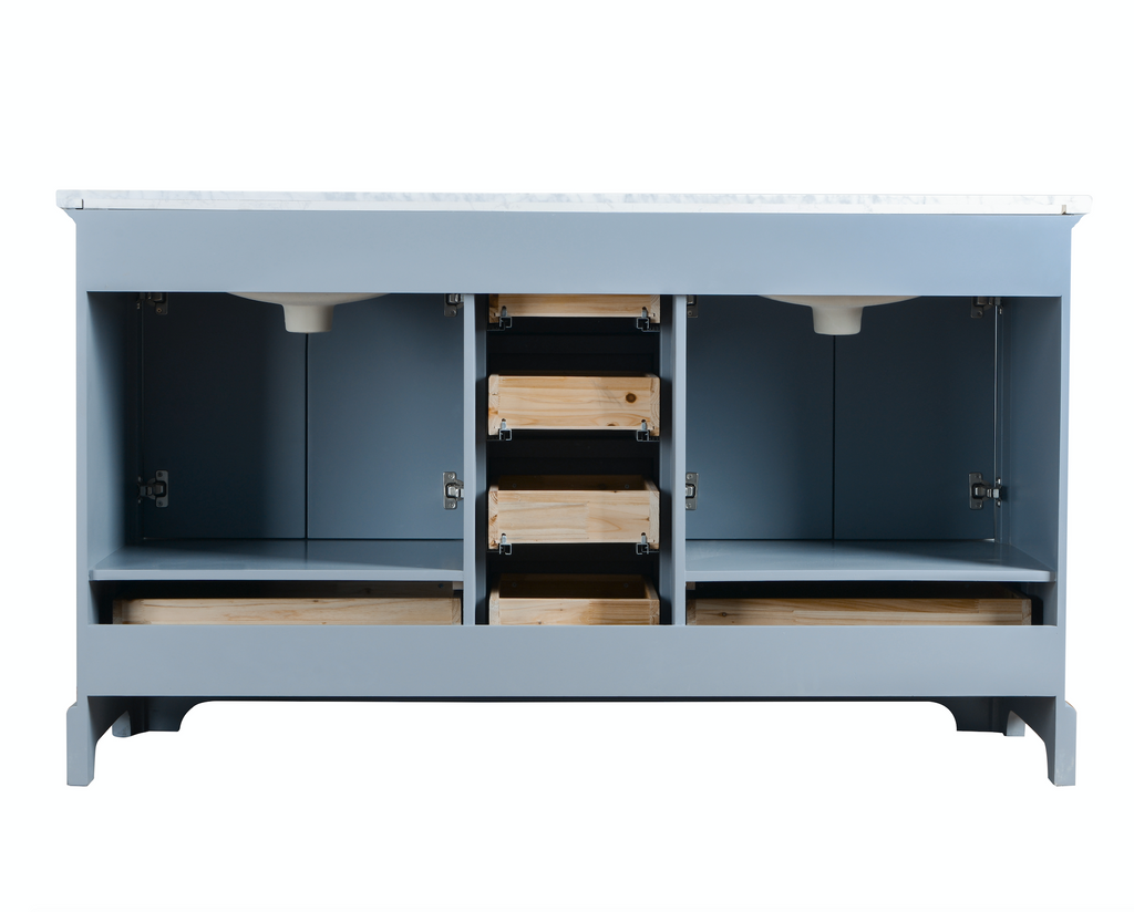 Rubeza 1500mm Charleston Vanity Unit with Carrara Marble Top - Dark Grey & Chrome