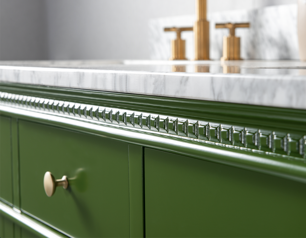 Rubeza 1500mm Didim Vanity Unit with Carrara Marble Top - Grass Green & Gold