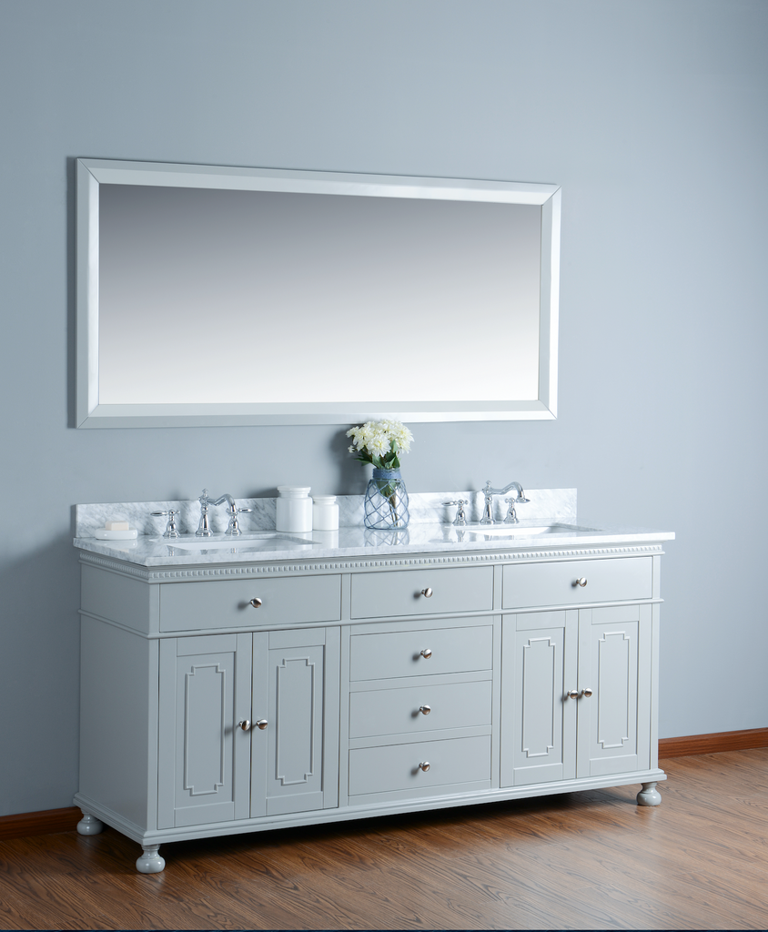 Rubeza 1500mm Didim Vanity Unit with Carrara Marble Top - Light Grey & Chrome