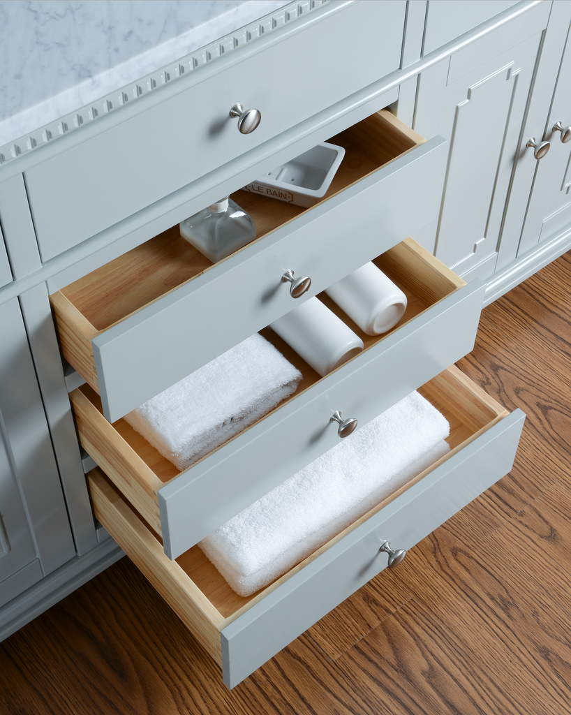 Rubeza 1500mm Didim Vanity Unit with Carrara Marble Top - Light Grey & Chrome