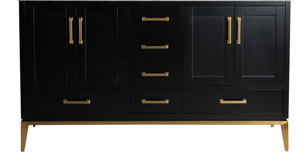 Rubeza 1500mm Anatolia Kitchen Island with Calacatta Quartz Top - Black & Gold