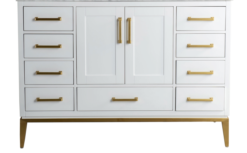 Rubeza 1200mm Anatolia Kitchen Island with Calacatta Quartz  Top - White & Gold