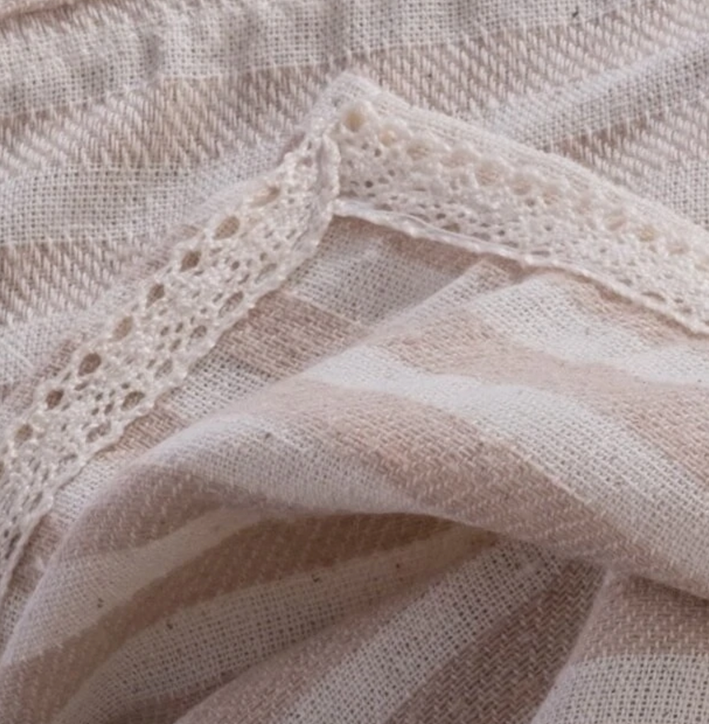 Pure Linen Napkins rounded with Lace - Set of 4