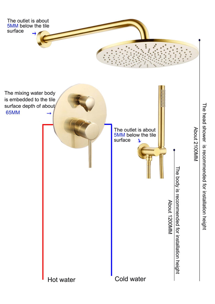 Rubeza Concetto Shower Set - Brushed Gold