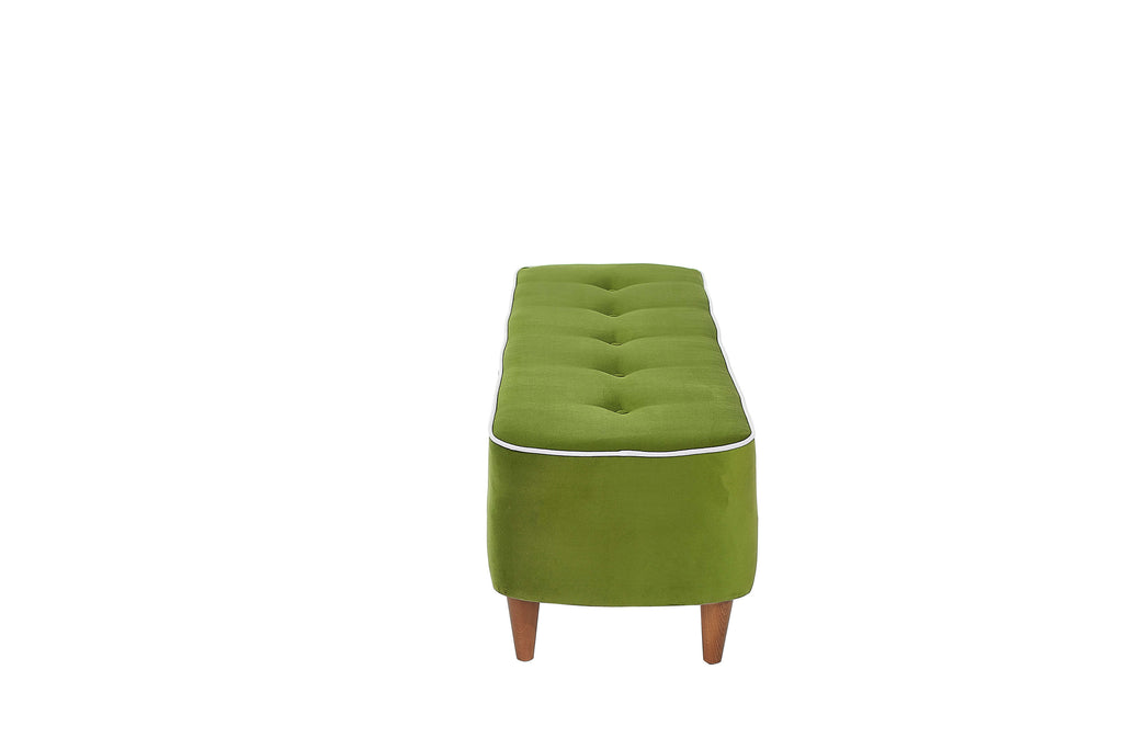 Rubeza Leo Designer Ottoman Bench - Grass Green 2 & White