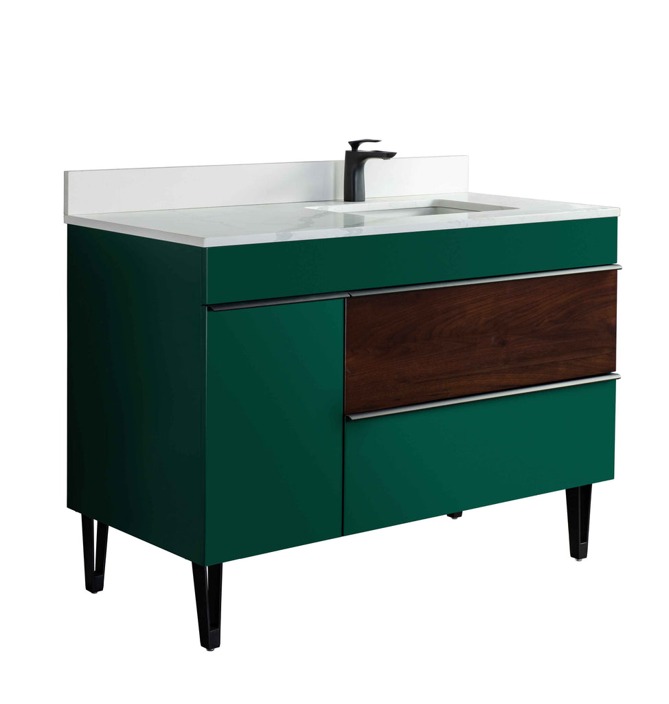 Rubeza 1200mm Arborath Vanity Unit with Calacatta Quartz Top - Sacramento Green & Black