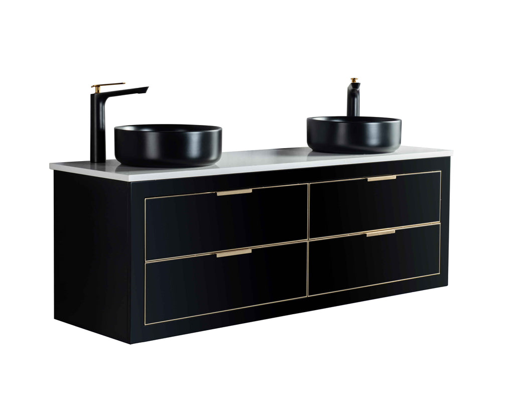 Rubeza 1500mm Dukes Wall Hung Vanity Unit - Black & Gold