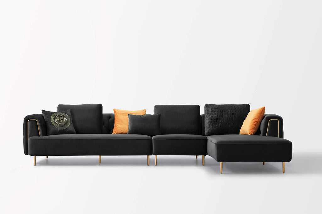 Rubeza Sofia Right Hand Facing Big Corner Sofa - Black