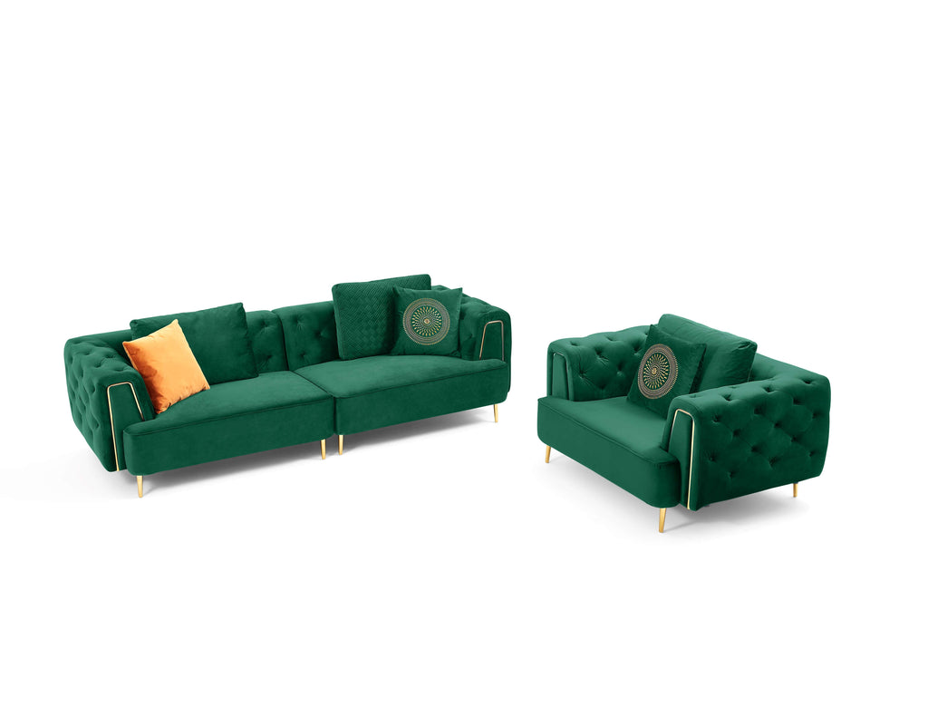 Rubeza Sofia 4 Seater Sofa - Emerald Green