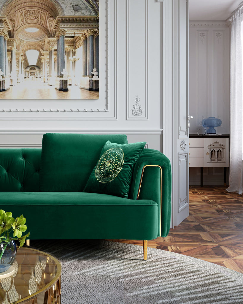 Rubeza Sofia Left Hand Facing Big Corner Sofa - Emerald Green