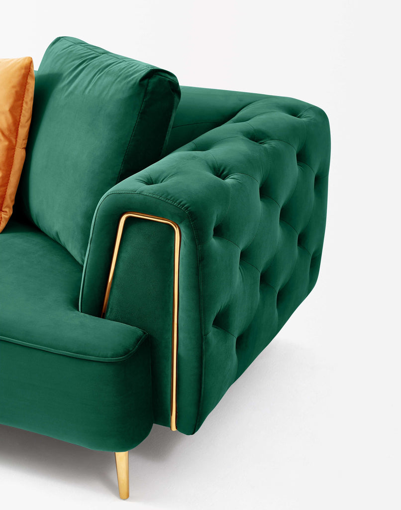 Rubeza Sofia Left Hand Facing Big Corner Sofa - Emerald Green