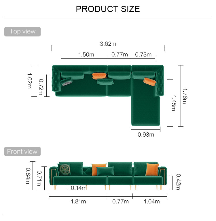 Rubeza Sofia Left Hand Facing Big Corner Sofa - Emerald Green