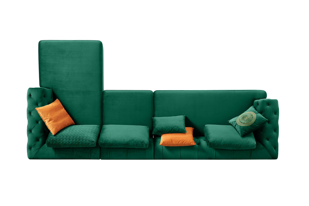 Rubeza Sofia Right Hand Facing Big Corner Sofa - Emerald Green