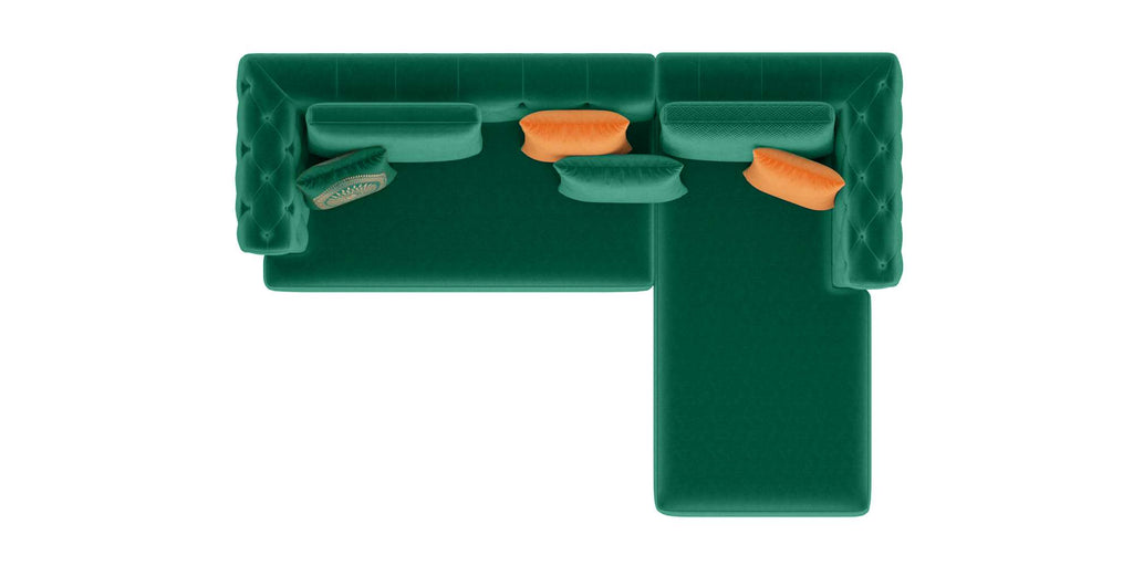 Rubeza Sofia Right Hand Facing Corner Sofa - Emerald Green