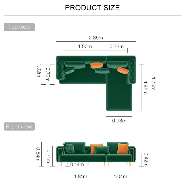 Rubeza Sofia Left Hand Facing Corner Sofa - Emerald Green