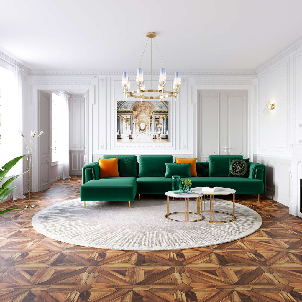 Rubeza Sofia Left Hand Facing Big Corner Sofa - Emerald Green