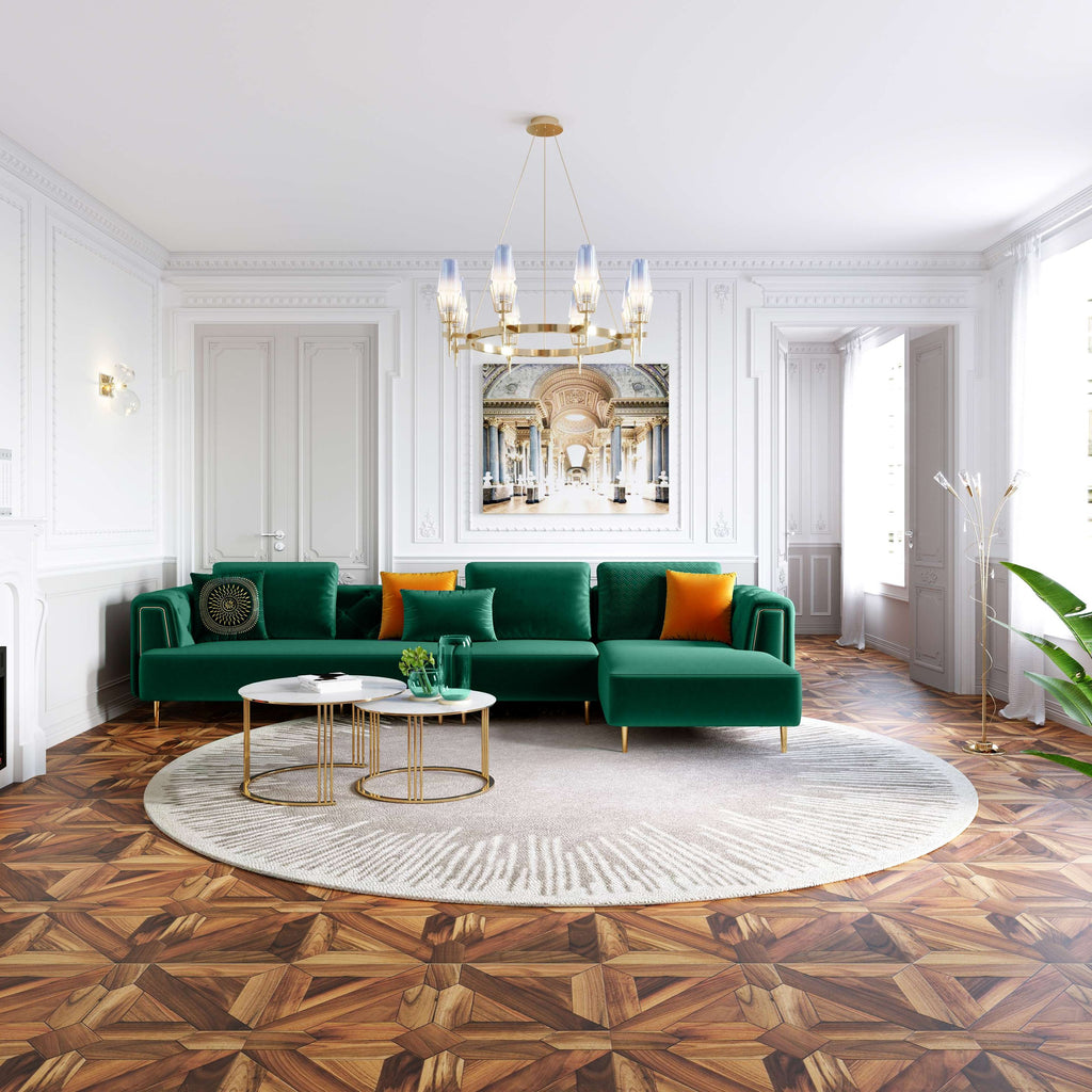 Rubeza Sofia Right Hand Facing Big Corner Sofa - Emerald Green