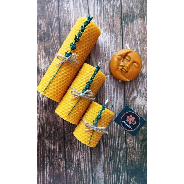 100% Pure Handmade Beeswax Moon & Sun Candle - Gift Box Set