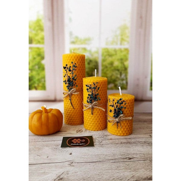 100% Pure Handmade Beeswax Pumpkin Candle - Gift Box Set