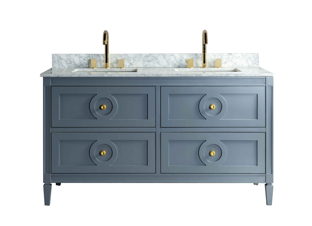 Rubeza 1500mm Layla Vanity Unit with Carrara Marble Top - Dark Grey & Gold