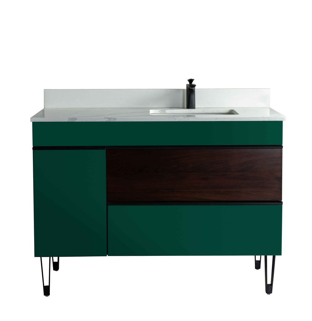 Rubeza 1200mm Arborath Vanity Unit with Calacatta Quartz Top - Sacramento Green & Black