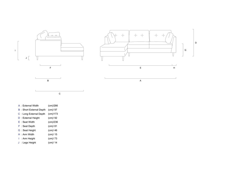 Rubeza Leo 4 Seater Left Hand Facing Chaise End Corner Sofa - Posh Gold & White