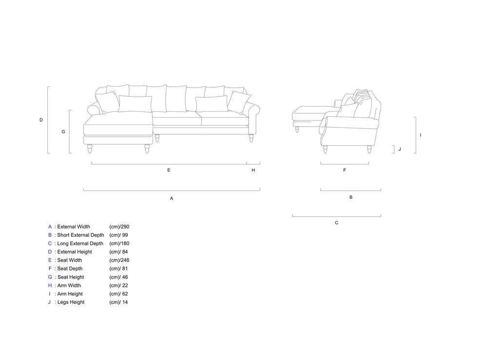 Rubeza Paula Chaise/2+Seater - Anchor Grey