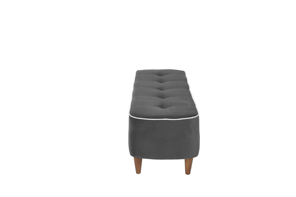 Rubeza Leo Designer Ottoman Bench - Iron Grey