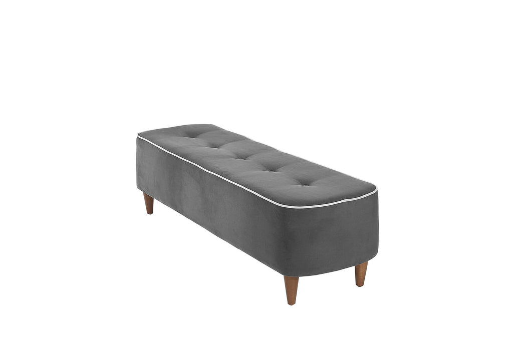 Rubeza Leo Designer Ottoman Bench - Iron Grey