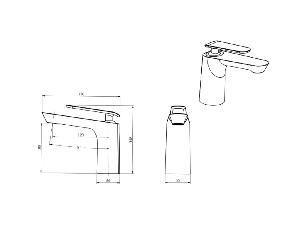 Rubeza Concetto Basin Mixer Tap - White and Chrome Brass