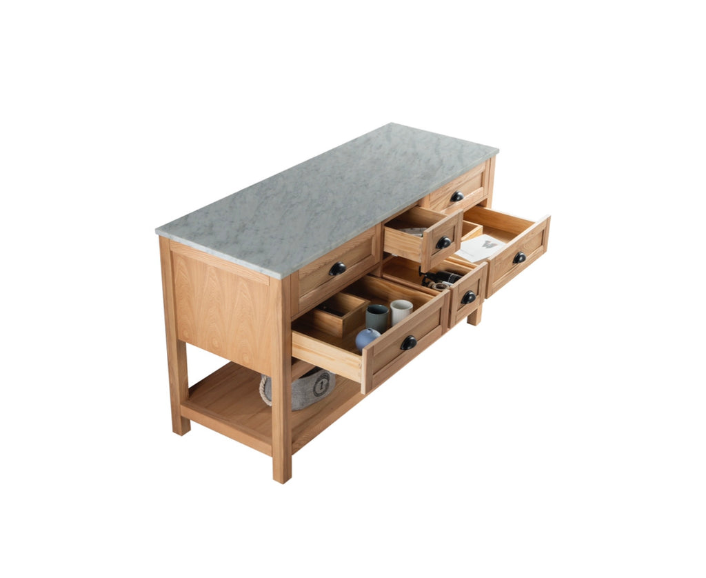 Rubeza 1500mm Allwood Kitchen Island & Breakfast Bar  with Carrara Marble Top