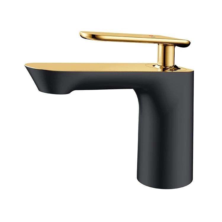 Rubeza Concetto Basin Mixer Tap - Black and Gold Brass