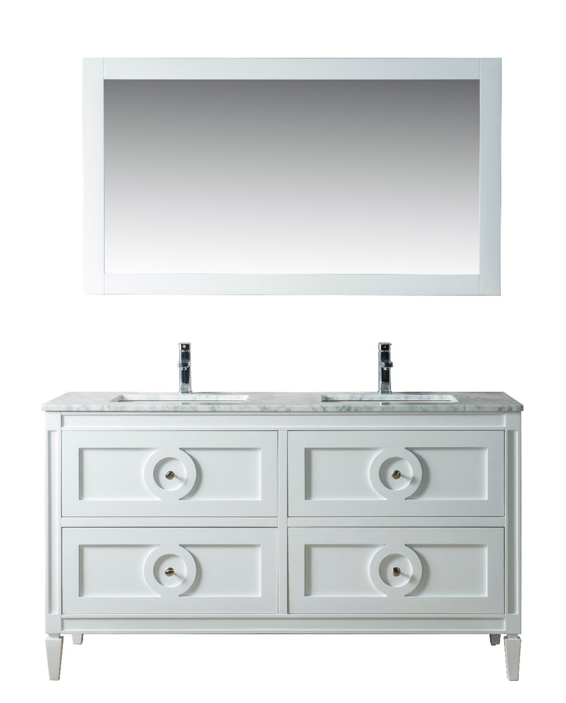 Rubeza 1500mm Layla Vanity Unit with Carrara Marble Top - White & Chrome